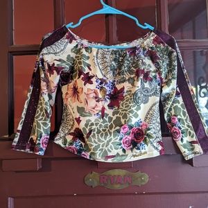 Pit Bull Jeans cropped velvet top w/built in bra cups